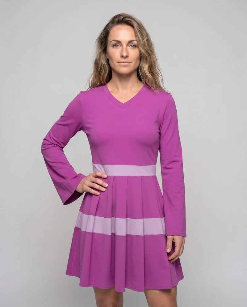 Damen Freizeitkleid mit lockerer Passform und strukturiertem Rock Drune