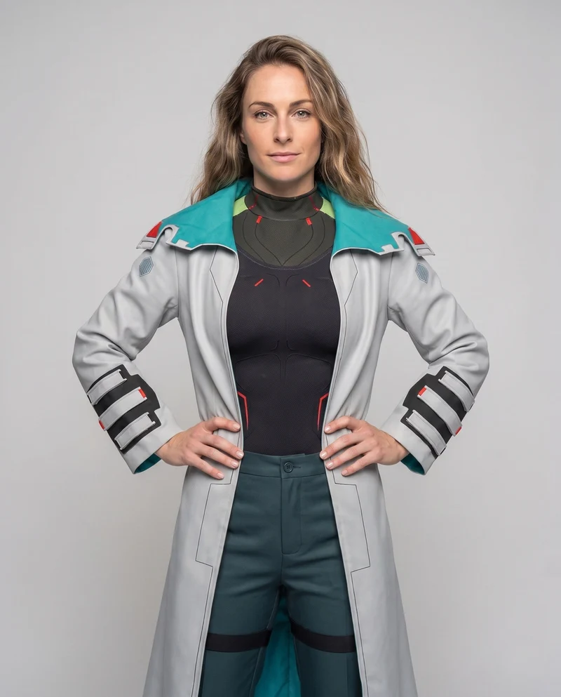 Frauen futuristisches Cosplay-Set mit robuster Jacke und passender Hose Drune