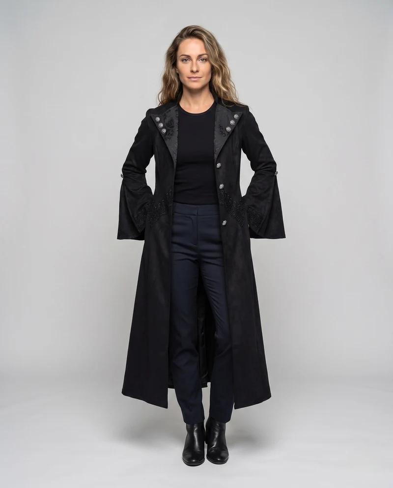 Frauen Gothic Lange Jacke Drune