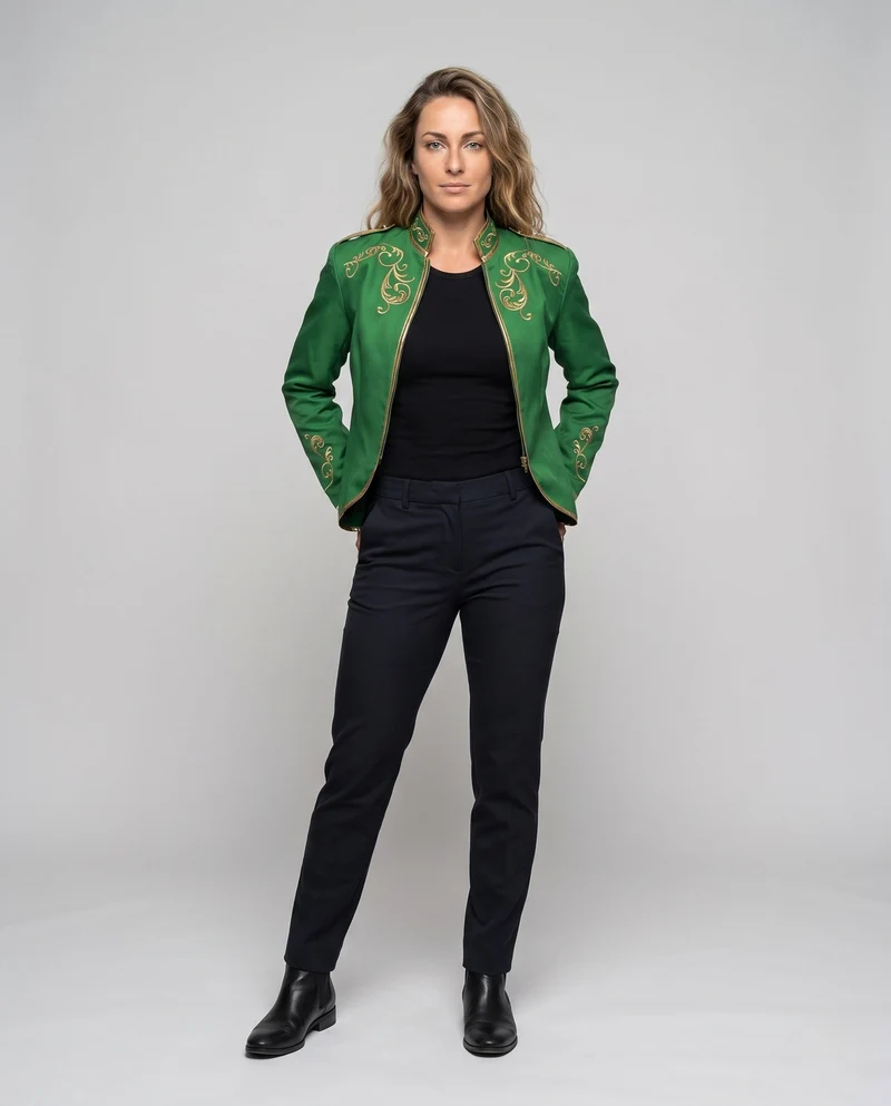 Damen historisches Kostümjacke mit aufwendigen Verzierungen Drune