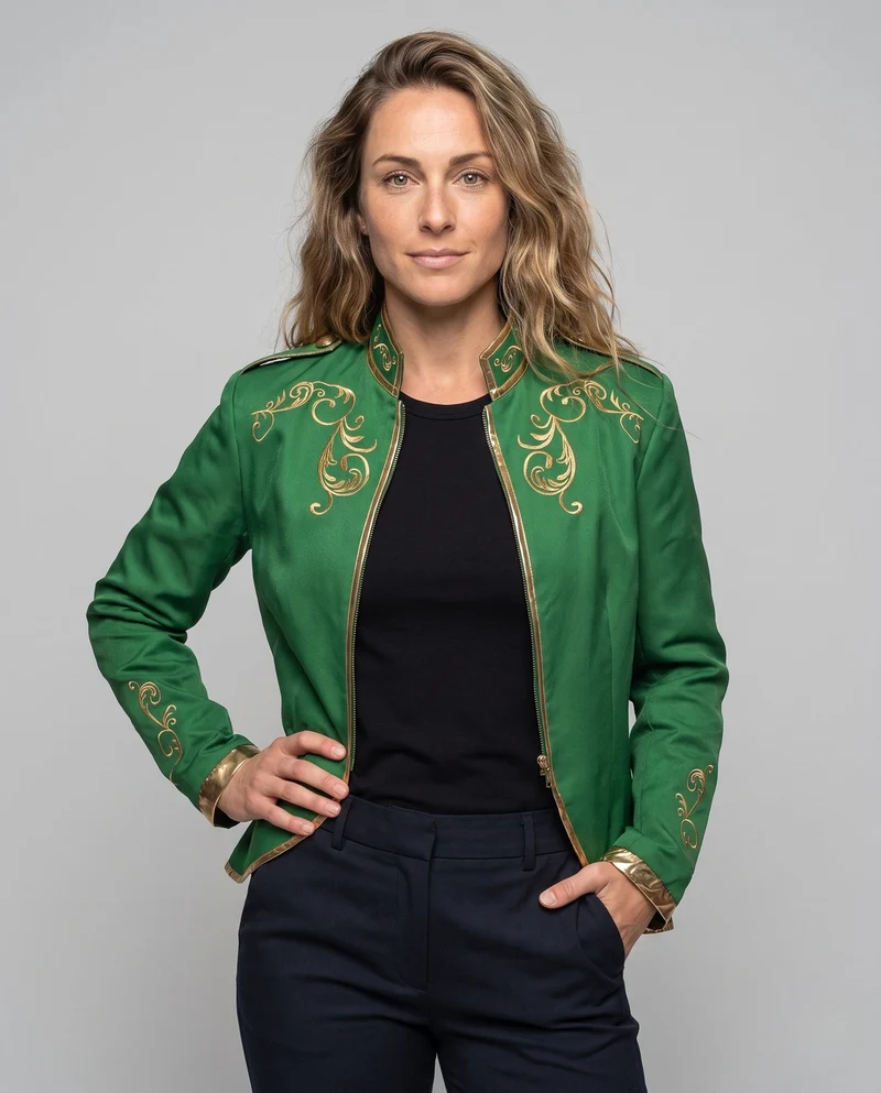 Damen historisches Kostümjacke mit aufwendigen Verzierungen Drune
