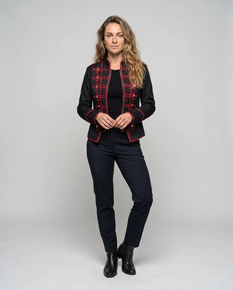 Frauen historische Militärjacke mit goldenen Verzierungen Drune