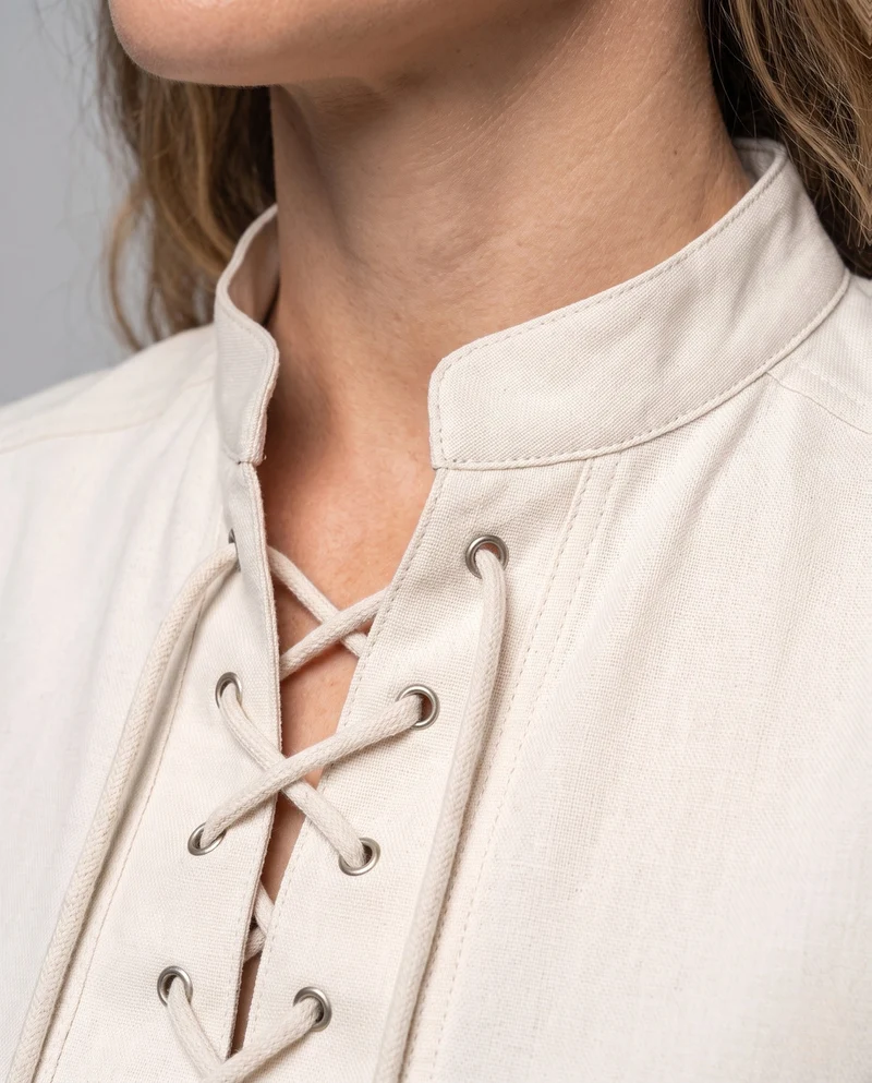 Damen historische mittelalterliche Bluse mit Schnürung Drune