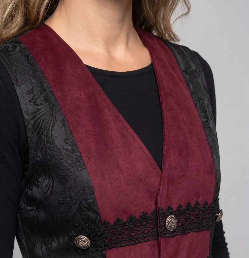 Damen historische gesteppte Jacke mit kunstvollen Knöpfen und elegantem Umhang Drune