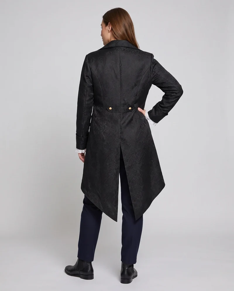 Damen historische Frockcoat mit detaillierten goldenen Verzierungen Drune