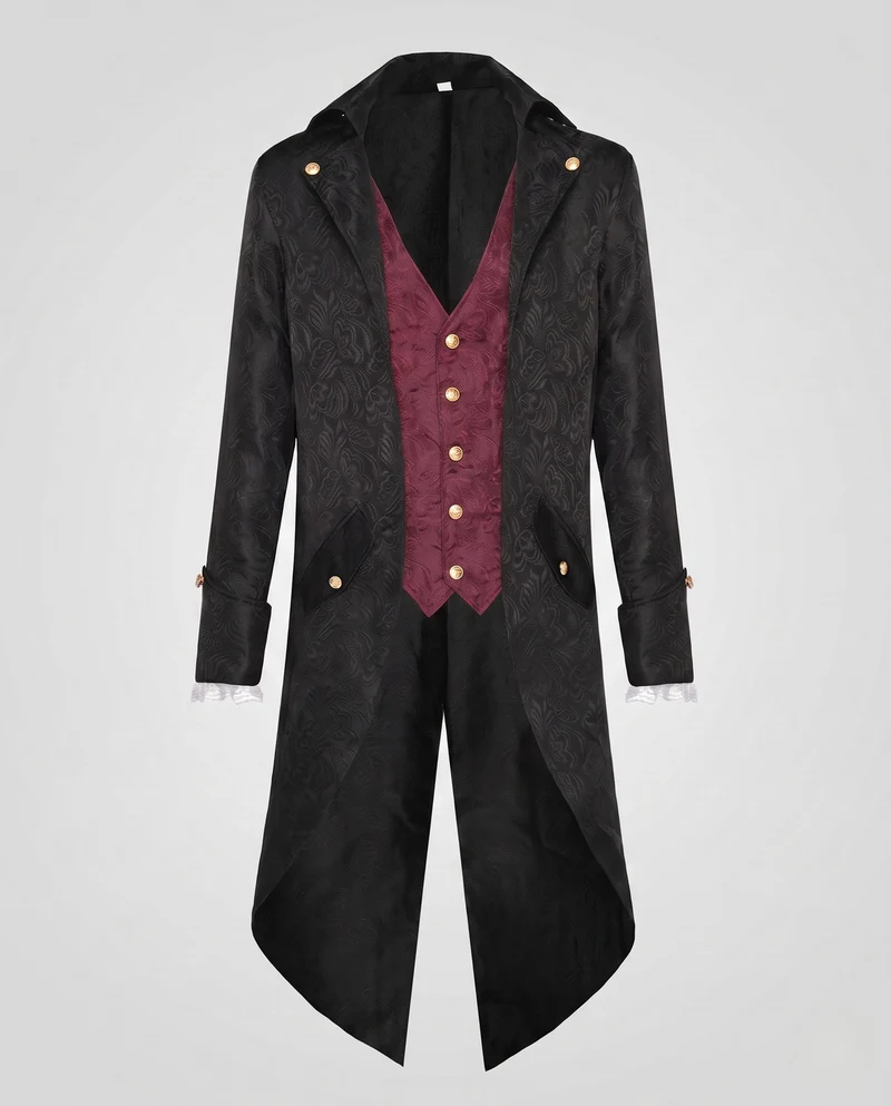 Damen historische Frockcoat mit detaillierten goldenen Verzierungen Drune