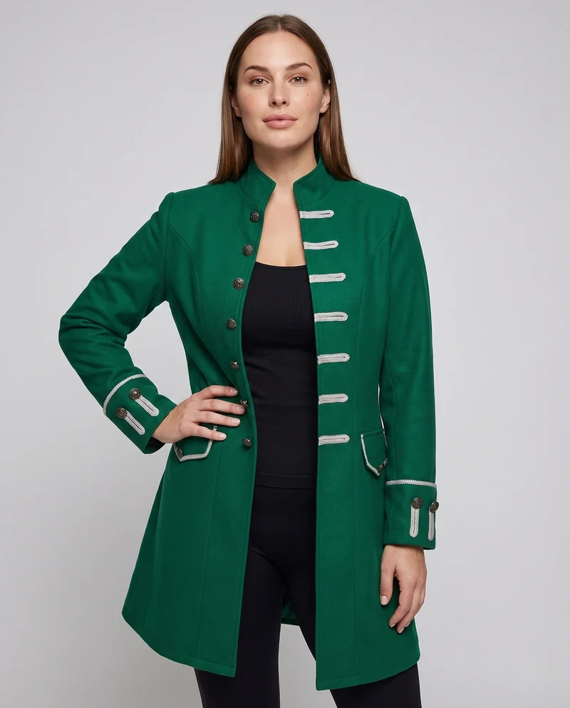 Frauen historische Gehrock mit aufwendigen Knopfdetails und eleganten Akzenten Drune
