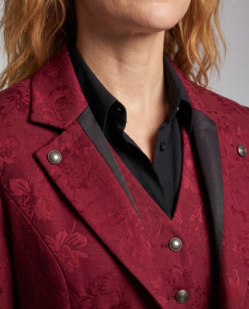 Damen historische Frack mit zartem floralen Muster und eleganten Knöpfen Drune