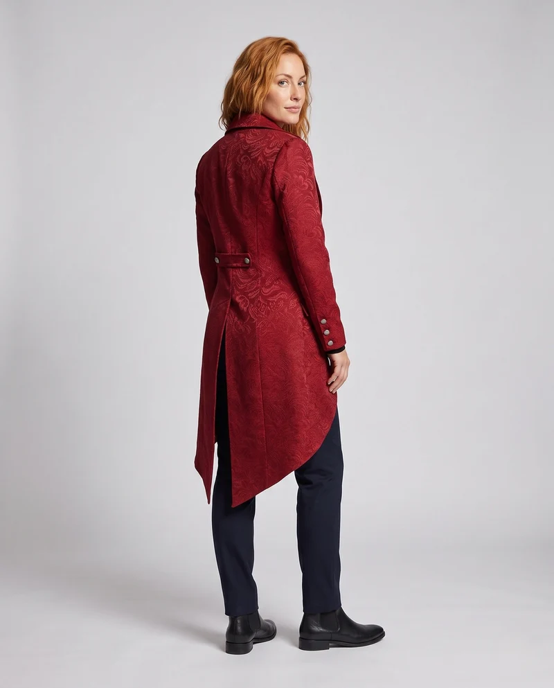 Damen historische Frack mit zartem floralen Muster und eleganten Knöpfen Drune