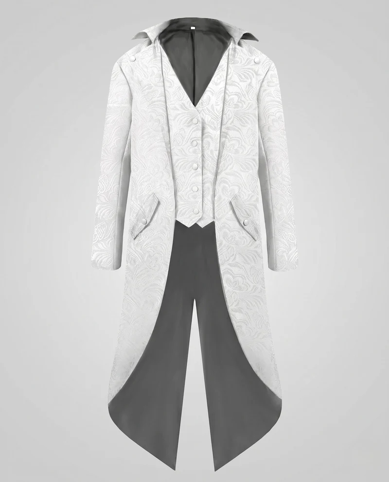 Damen historische Frack mit zartem floralen Muster und eleganten Knöpfen Drune