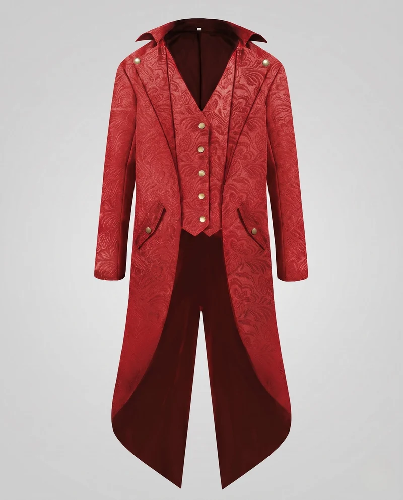 Damen historische Frack mit zartem floralen Muster und eleganten Knöpfen Drune