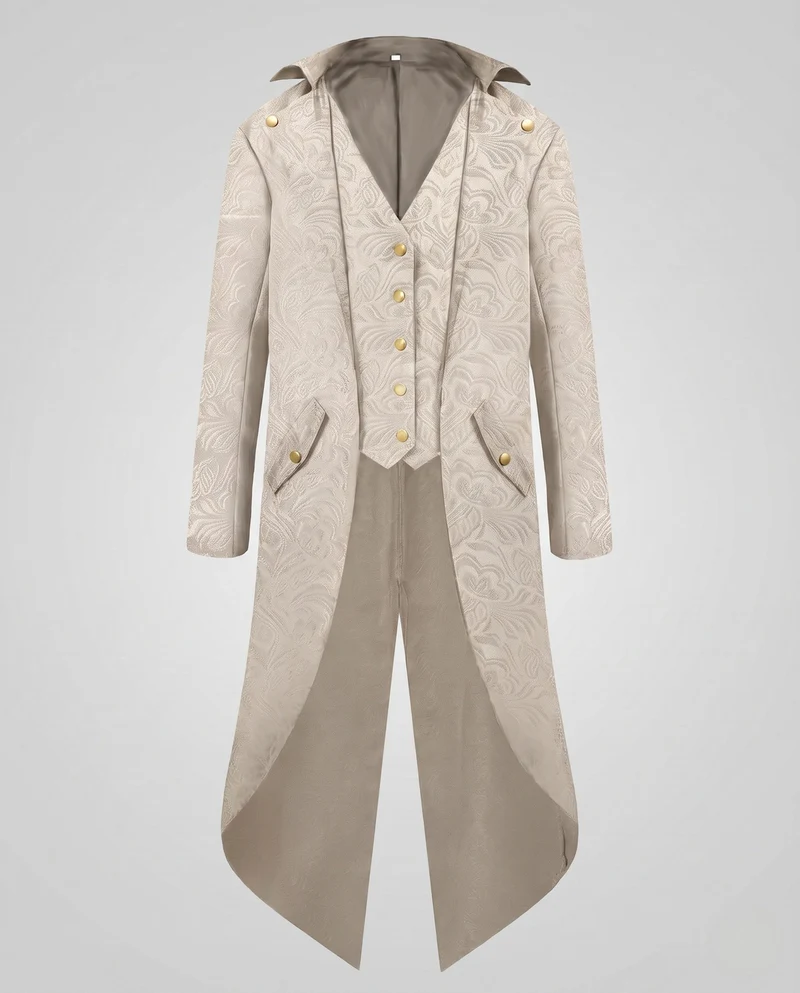 Damen historische Frack mit zartem floralen Muster und eleganten Knöpfen Drune