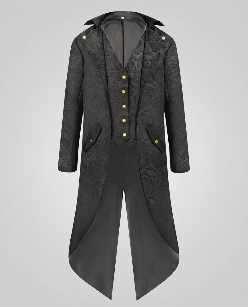 Damen historische Frack mit zartem floralen Muster und eleganten Knöpfen Drune