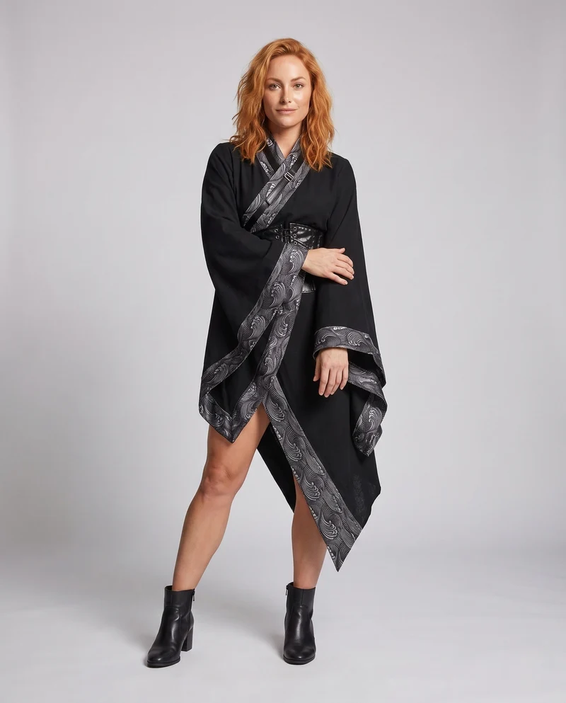 Damen Historisches Kostümkleid mit Eleganten Ärmeln und Künstlerischen Schnürdetails Drune