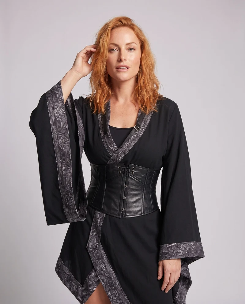 Damen Historisches Kostümkleid mit Eleganten Ärmeln und Künstlerischen Schnürdetails Drune
