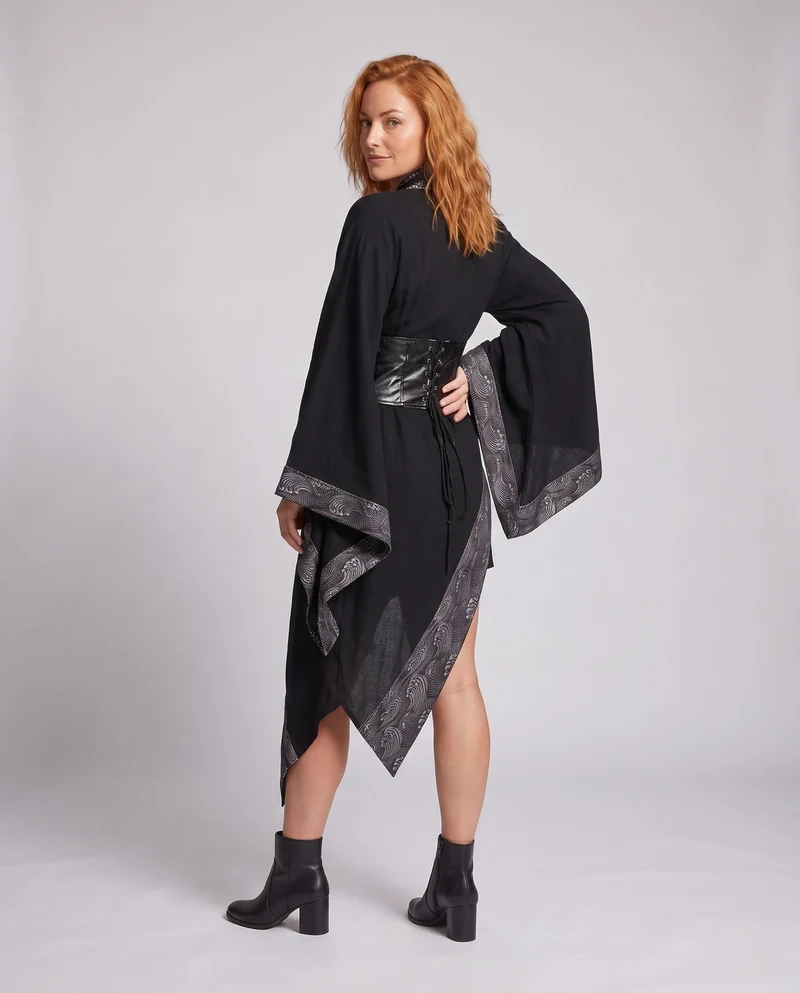 Damen Historisches Kostümkleid mit Eleganten Ärmeln und Künstlerischen Schnürdetails Drune