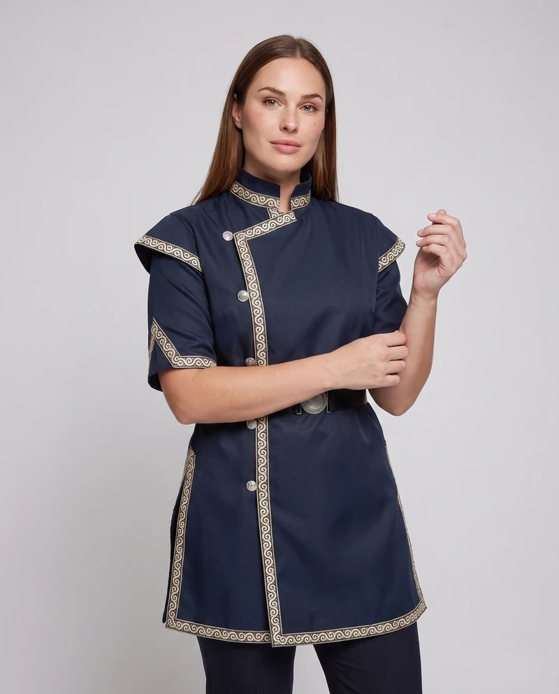 Damen historisches Kostümkleid mit aufwendigen Verzierungen und Gürtel Drune