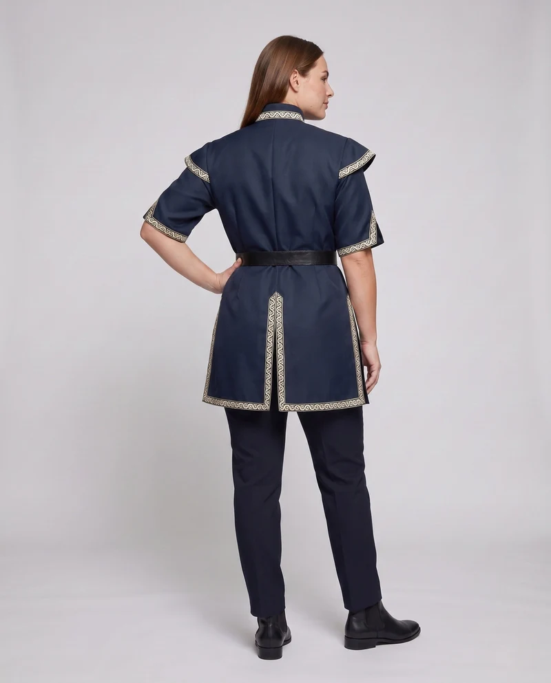 Damen historisches Kostümkleid mit aufwendigen Verzierungen und Gürtel Drune