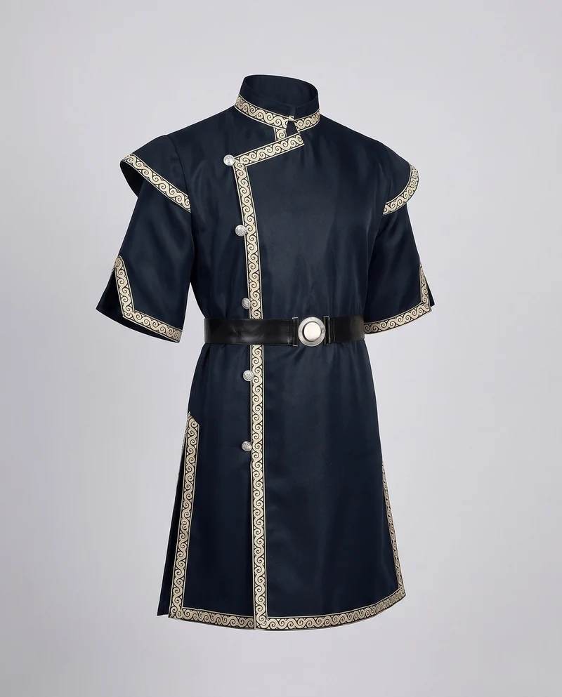 Damen historisches Kostümkleid mit aufwendigen Verzierungen und Gürtel Drune