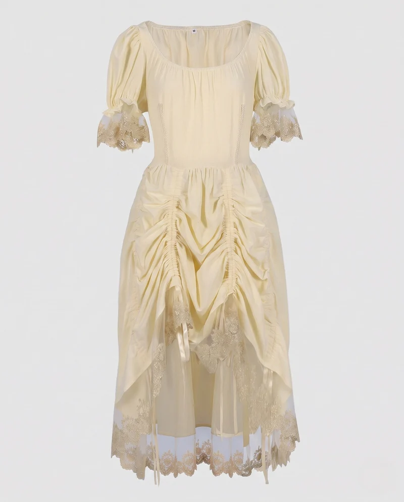 Damenkleid mit Rüschen und Spitzenbesatz Drune