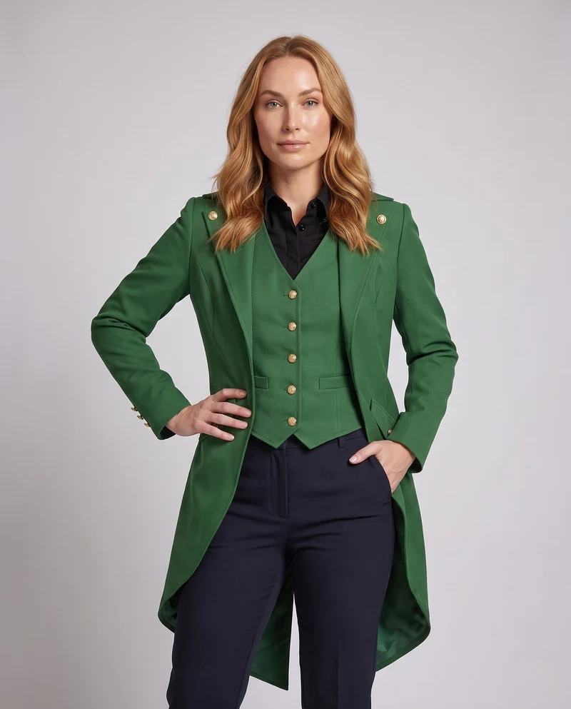 Damen Kostümjacke im Vintage-Stil mit asymmetrischem Saum Drune