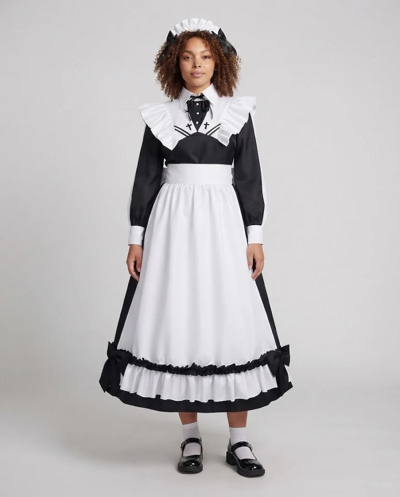 Damen Kostümkleid mit Rüschendetails und eleganten Accessoires Drune