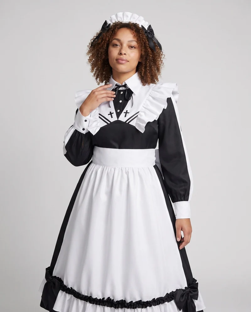 Damen Kostümkleid mit Rüschendetails und eleganten Accessoires Drune