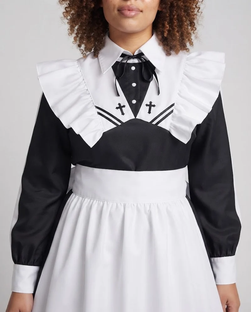 Damen Kostümkleid mit Rüschendetails und eleganten Accessoires Drune