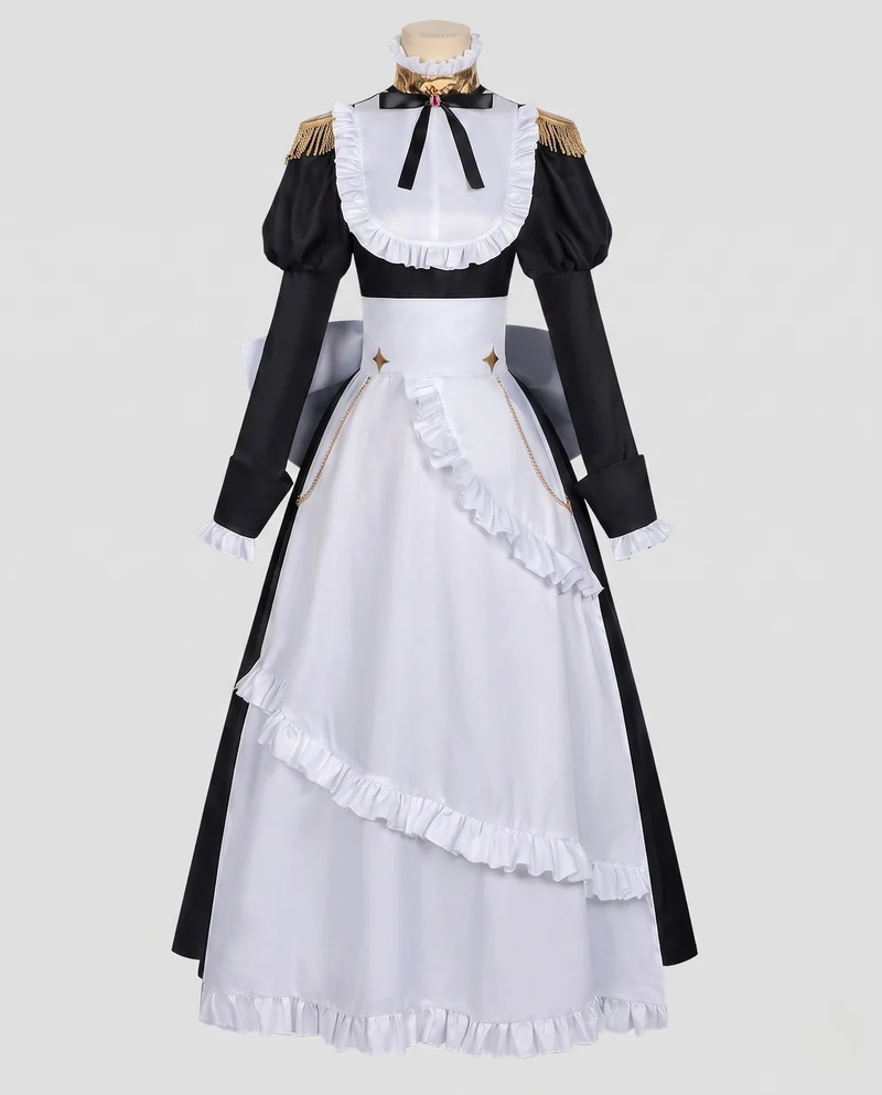 Damen Kostümkleid mit Rüschendetails und eleganten Accessoires Drune