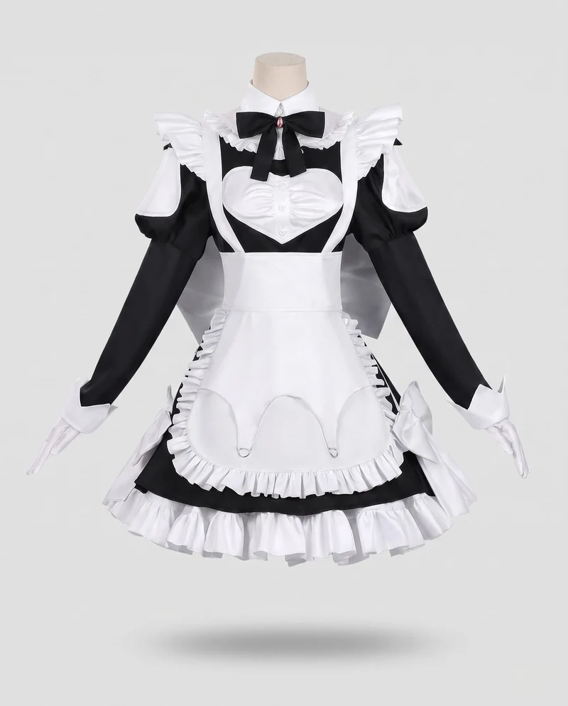 Damen Kostümkleid mit Rüschendetails und eleganten Accessoires Drune