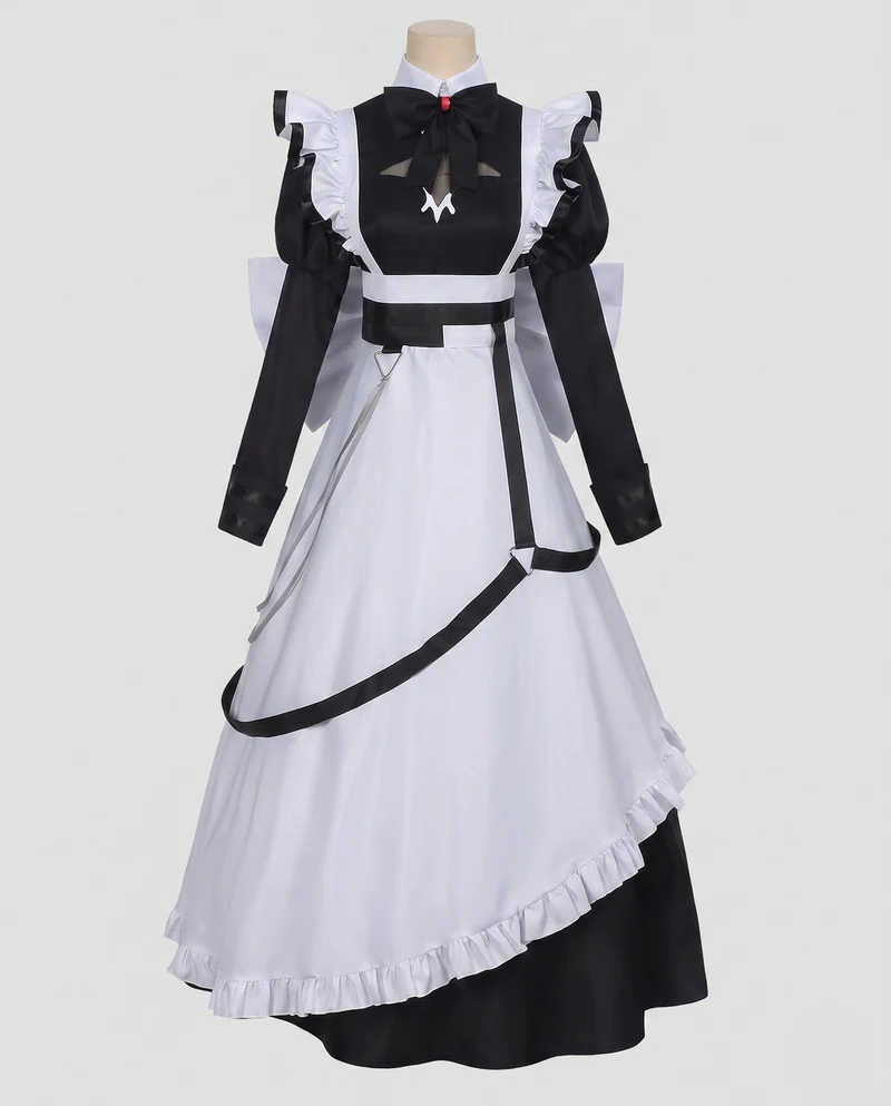 Damen Kostümkleid mit Rüschendetails und eleganten Accessoires Drune