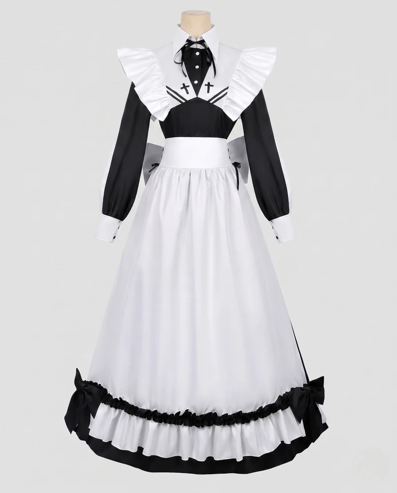 Damen Kostümkleid mit Rüschendetails und eleganten Accessoires Drune