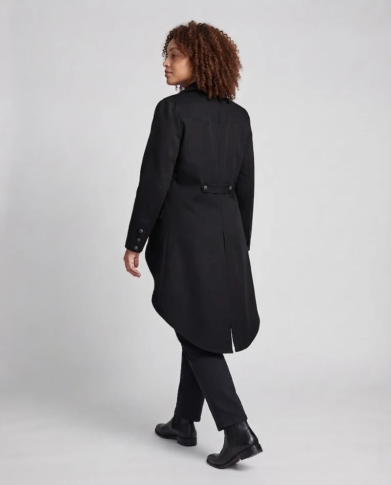 Damen Langmantel mit asymmetrischem Schnitt und aufwändigen Knopfdetails Drune
