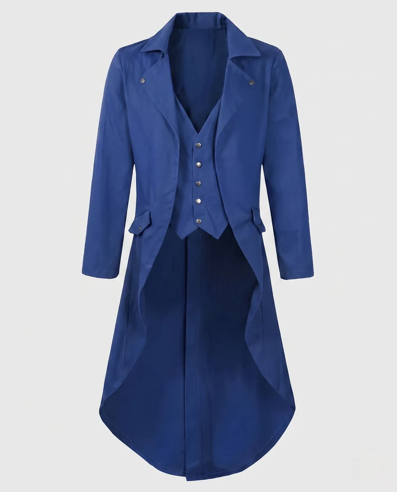 Damen Langmantel mit asymmetrischem Schnitt und aufwändigen Knopfdetails Drune