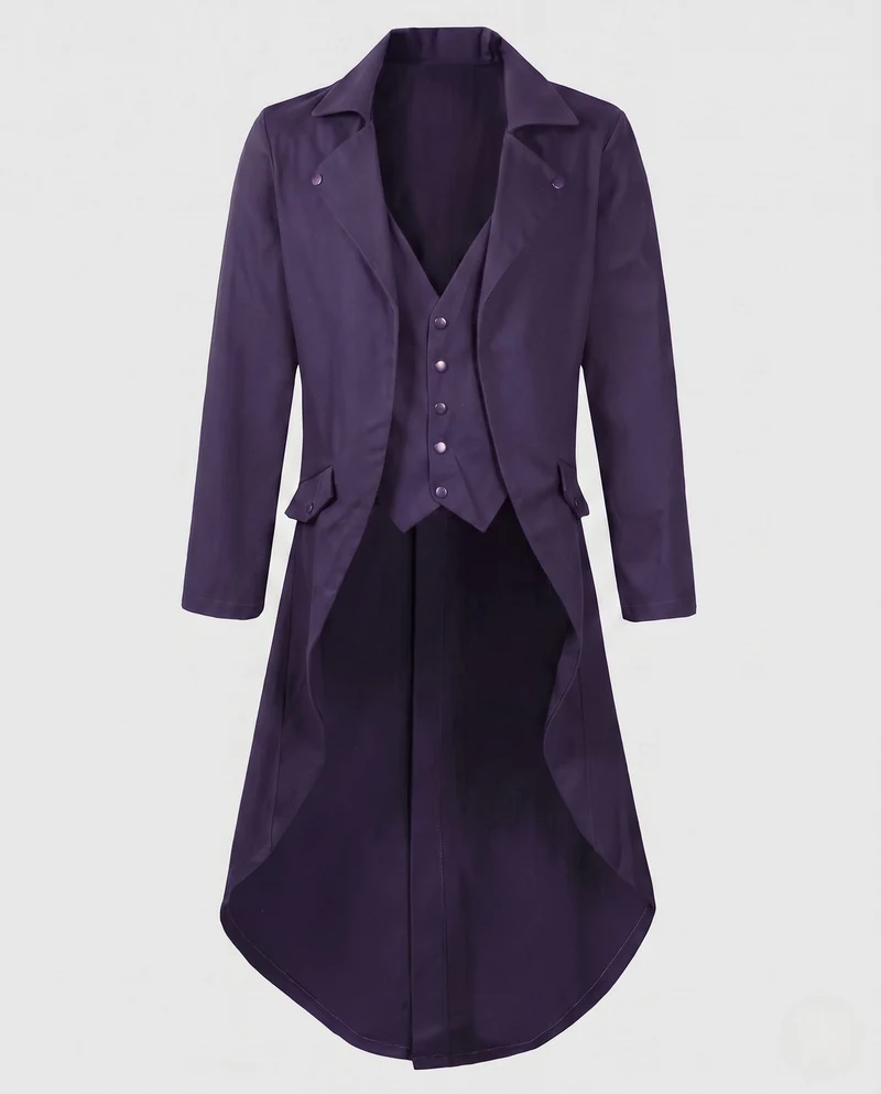 Damen Langmantel mit asymmetrischem Schnitt und aufwändigen Knopfdetails Drune