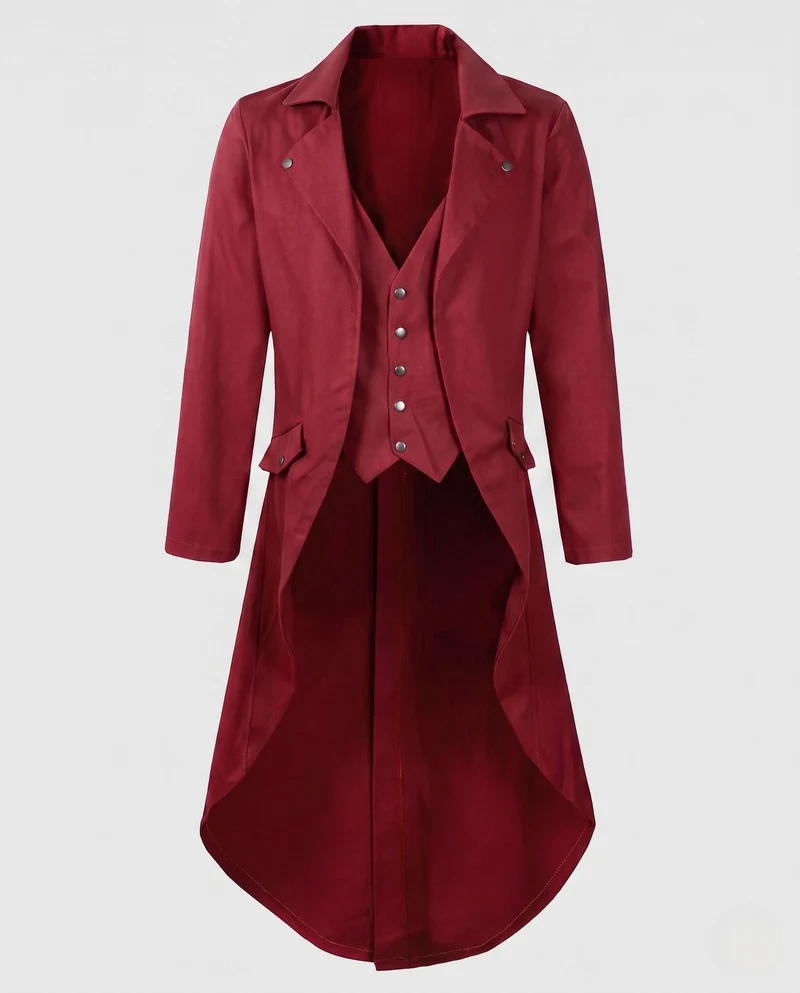 Damen Langmantel mit asymmetrischem Schnitt und aufwändigen Knopfdetails Drune