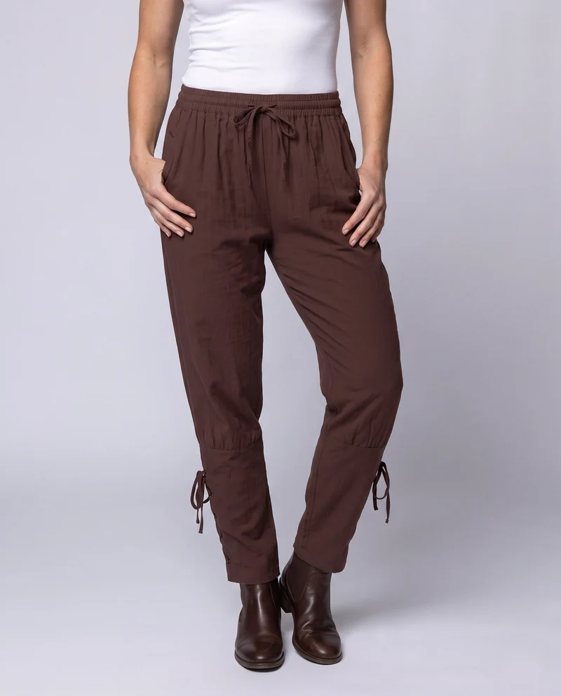 Damen Casual Chino-Hose mit verstellbaren Knöchelriemen Drune