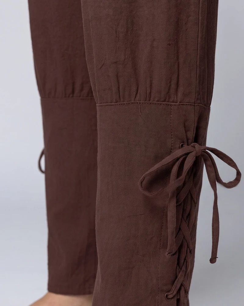 Damen Casual Chino-Hose mit verstellbaren Knöchelriemen Drune