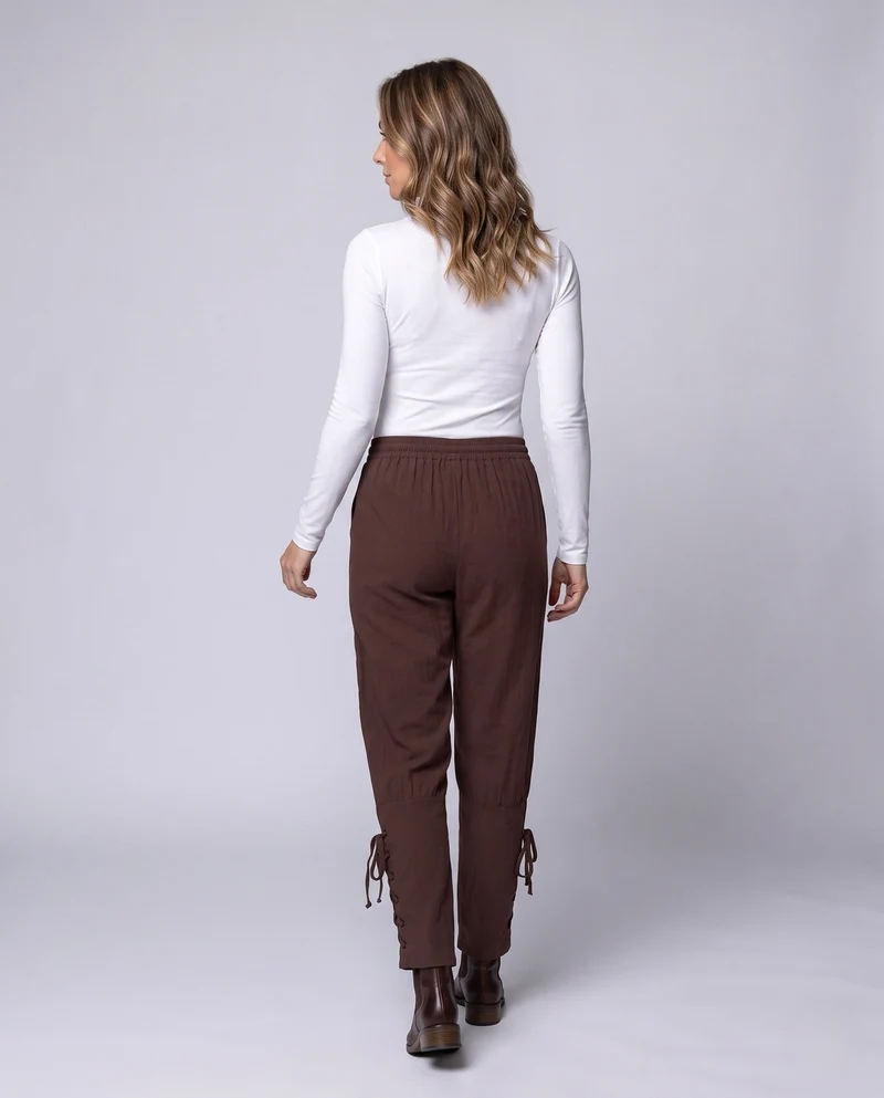 Damen Casual Chino-Hose mit verstellbaren Knöchelriemen Drune
