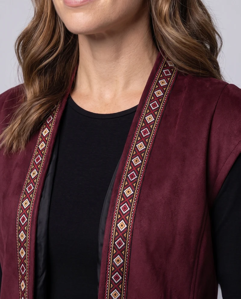 Damen Freizeit Velourskleid mit buntem Dekorationsband Drune