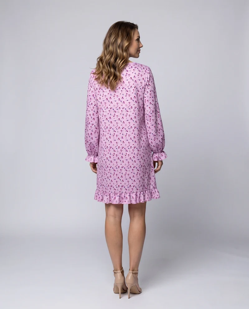 Damen Freizeit Blumen Kleid mit Rüschendetails Drune