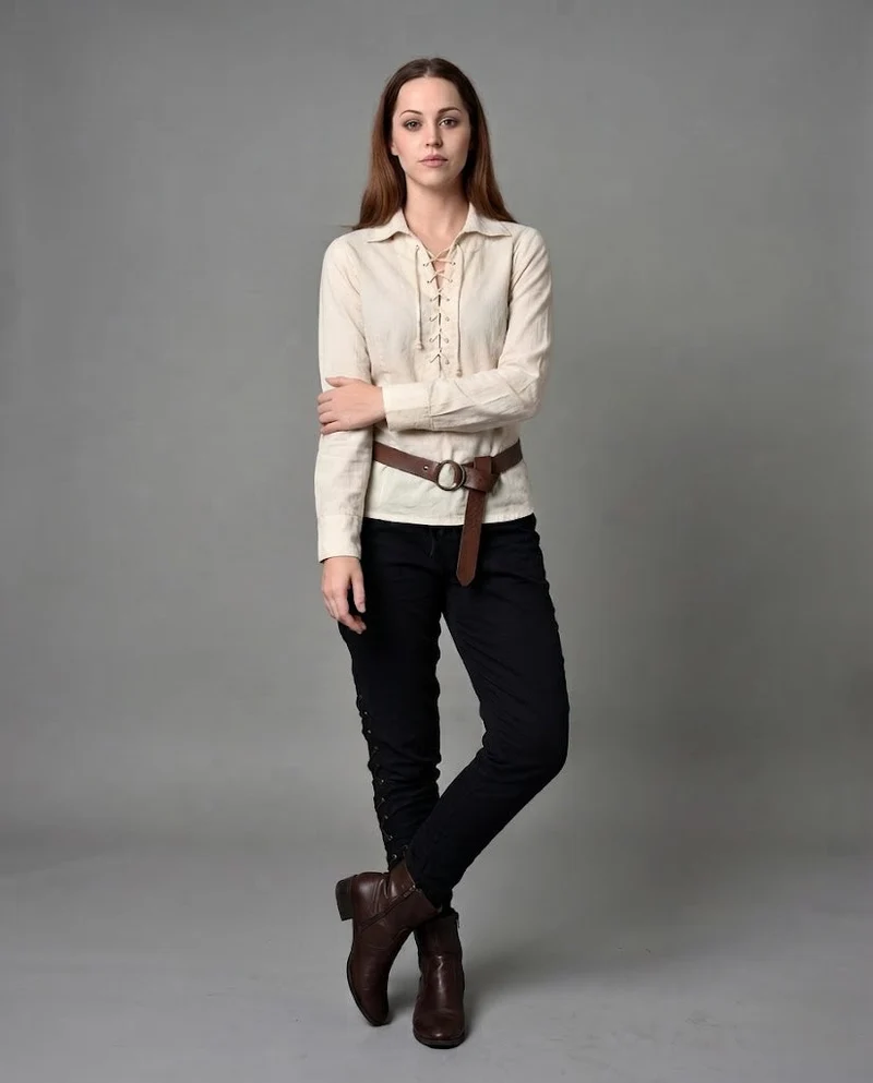 Damen Freizeit Langarmshirt mit Kordelzug Drune