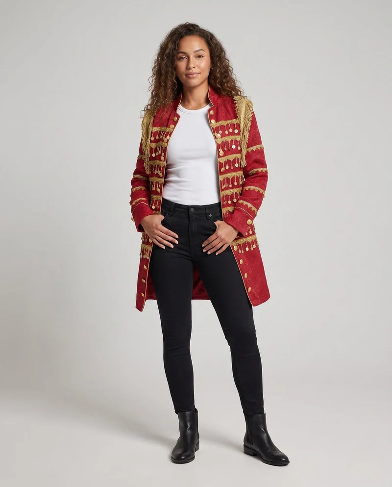 Damen Militärisch Inspirierter Langer Blazer Drune