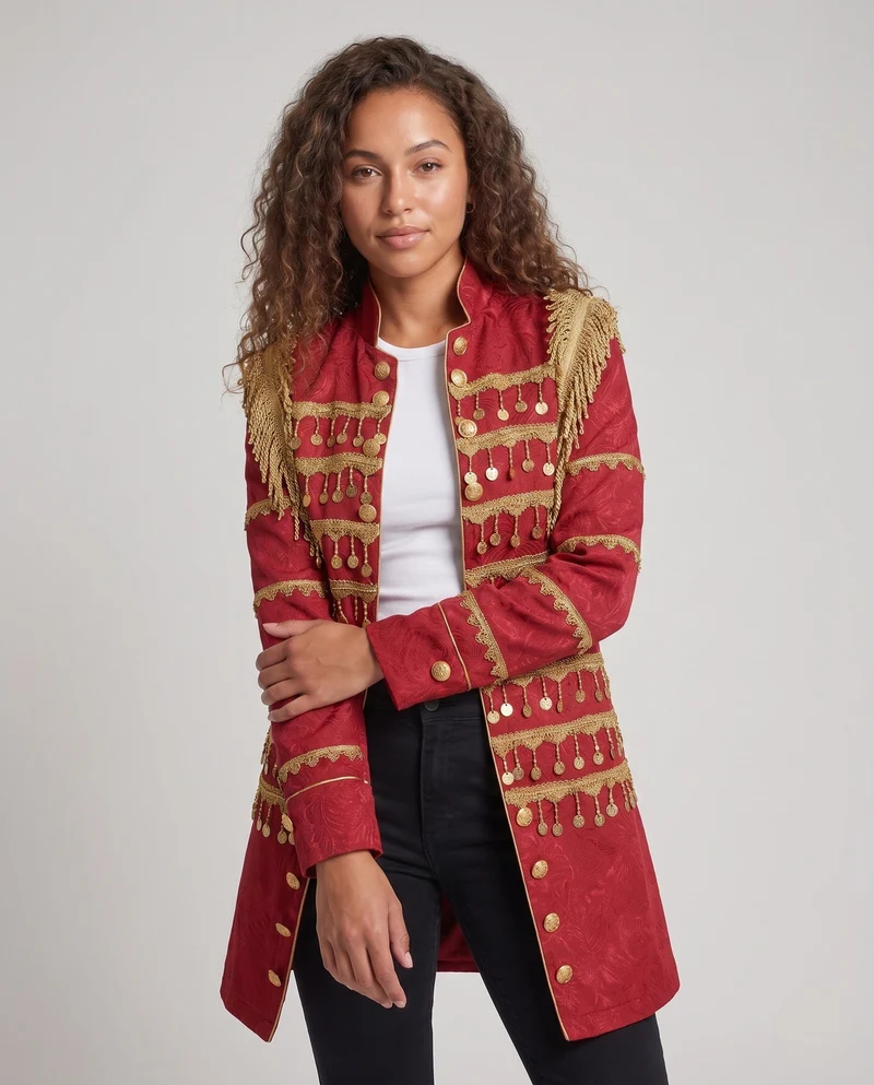 Damen Militärisch Inspirierter Langer Blazer Drune