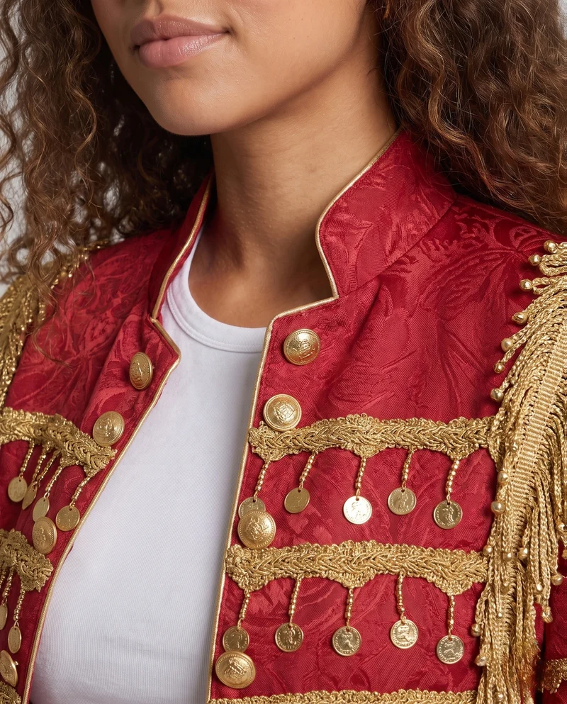 Damen Militärisch Inspirierter Langer Blazer Drune
