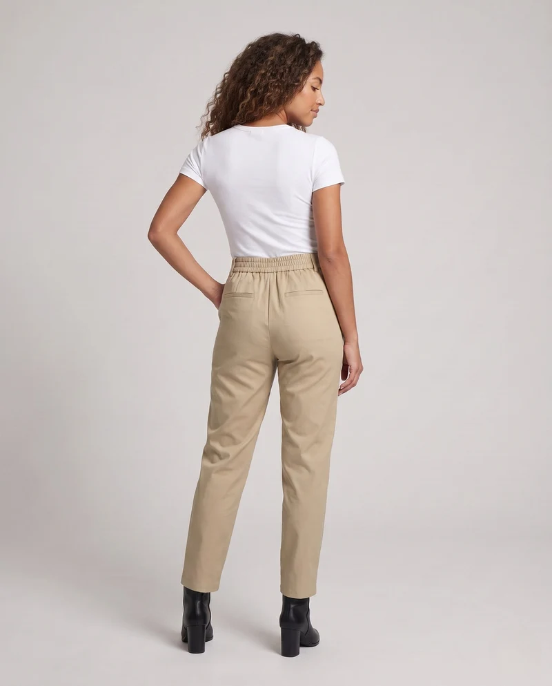 Damen modische hoch taillierte Hose mit dekorativen Knöpfen und Reißverschluss Drune