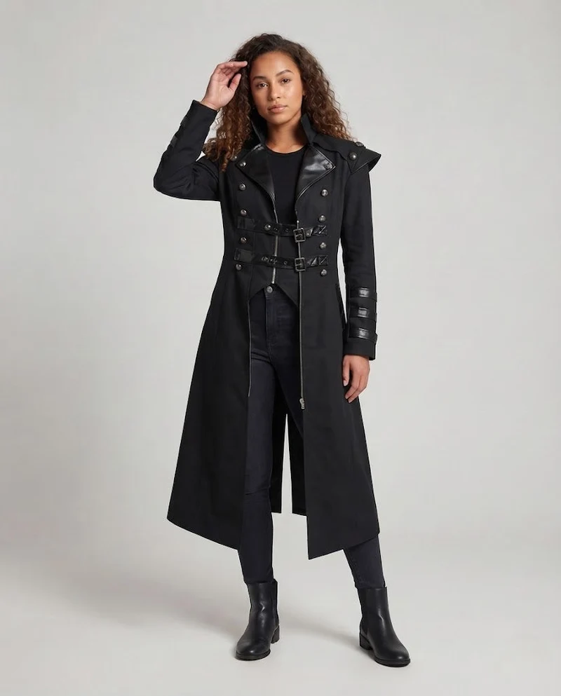 Damen Off-Shoulder Mantel mit voluminösen Ärmeln und dekorativen Akzenten Drune