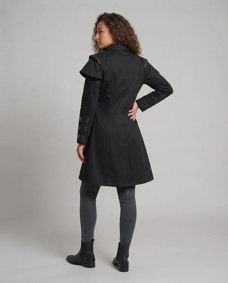 Damen Off-Shoulder Mantel mit voluminösen Ärmeln und dekorativen Akzenten Drune