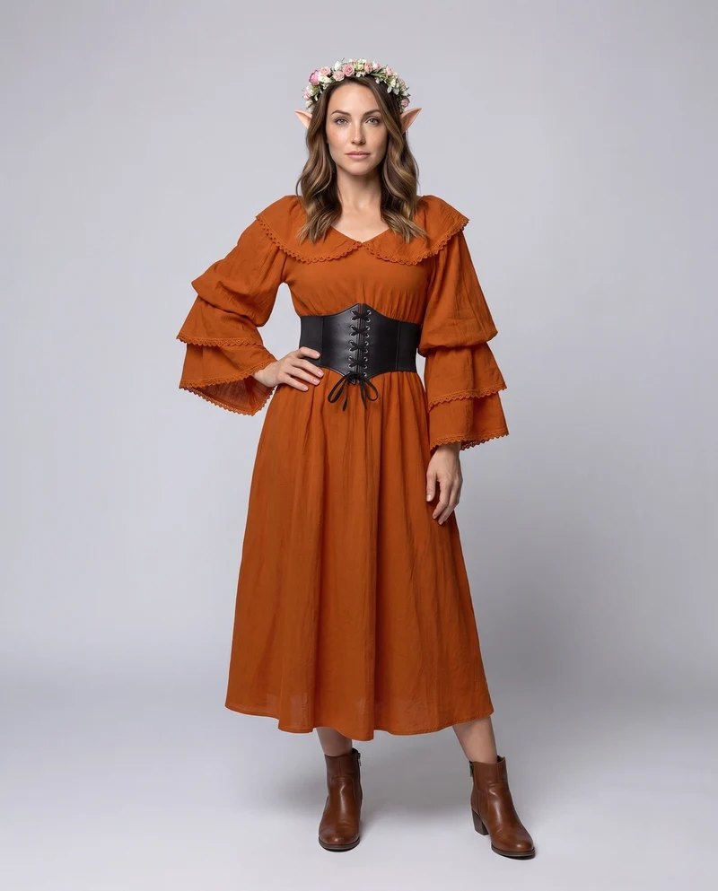 Romantisches Maxikleid für Frauen mit Rüschendetails Drune