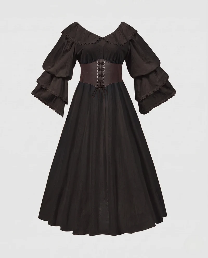 Romantisches Maxikleid für Frauen mit Rüschendetails Drune